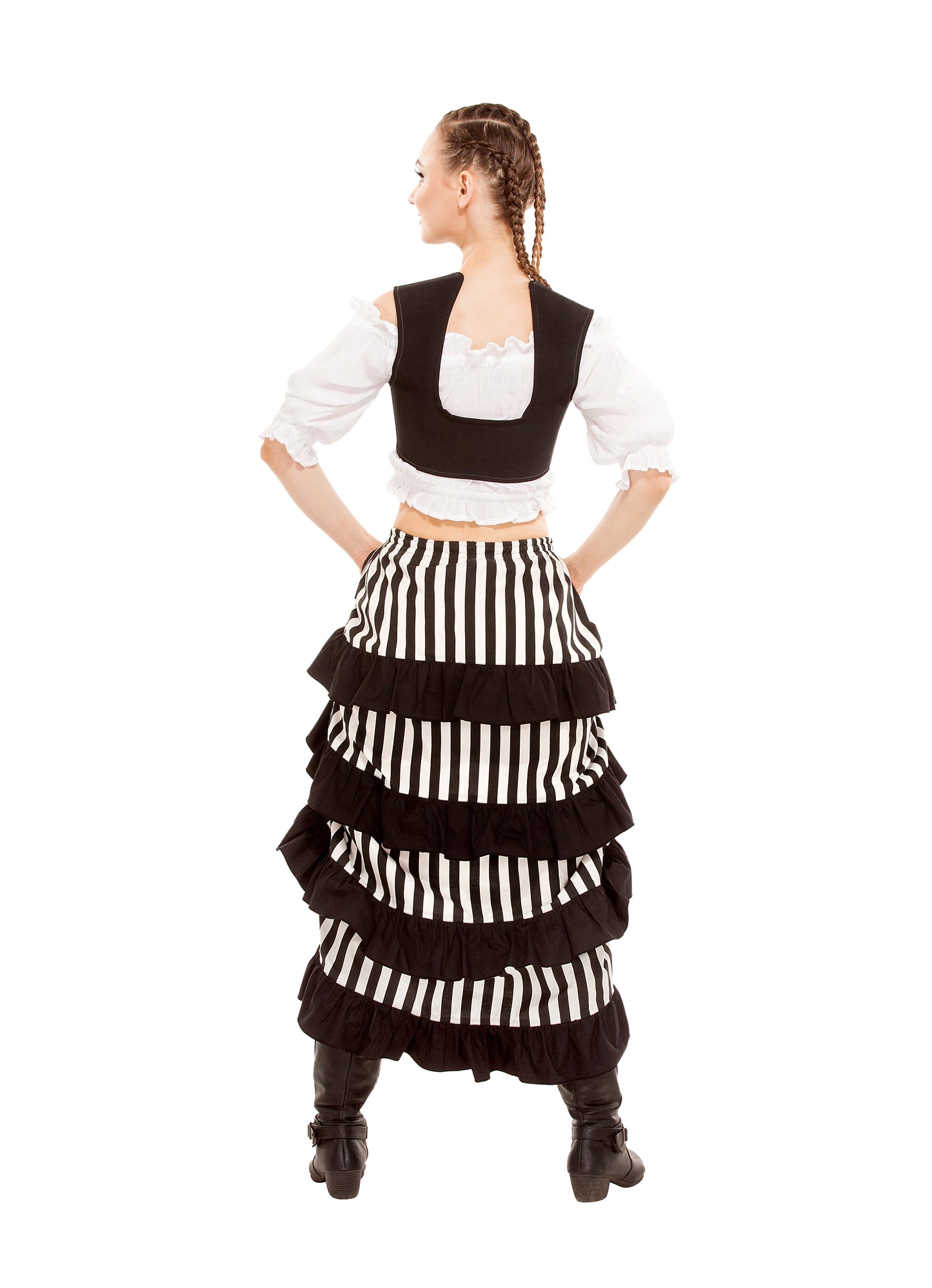 Minerva High-Low Show Girl Striped Skirt