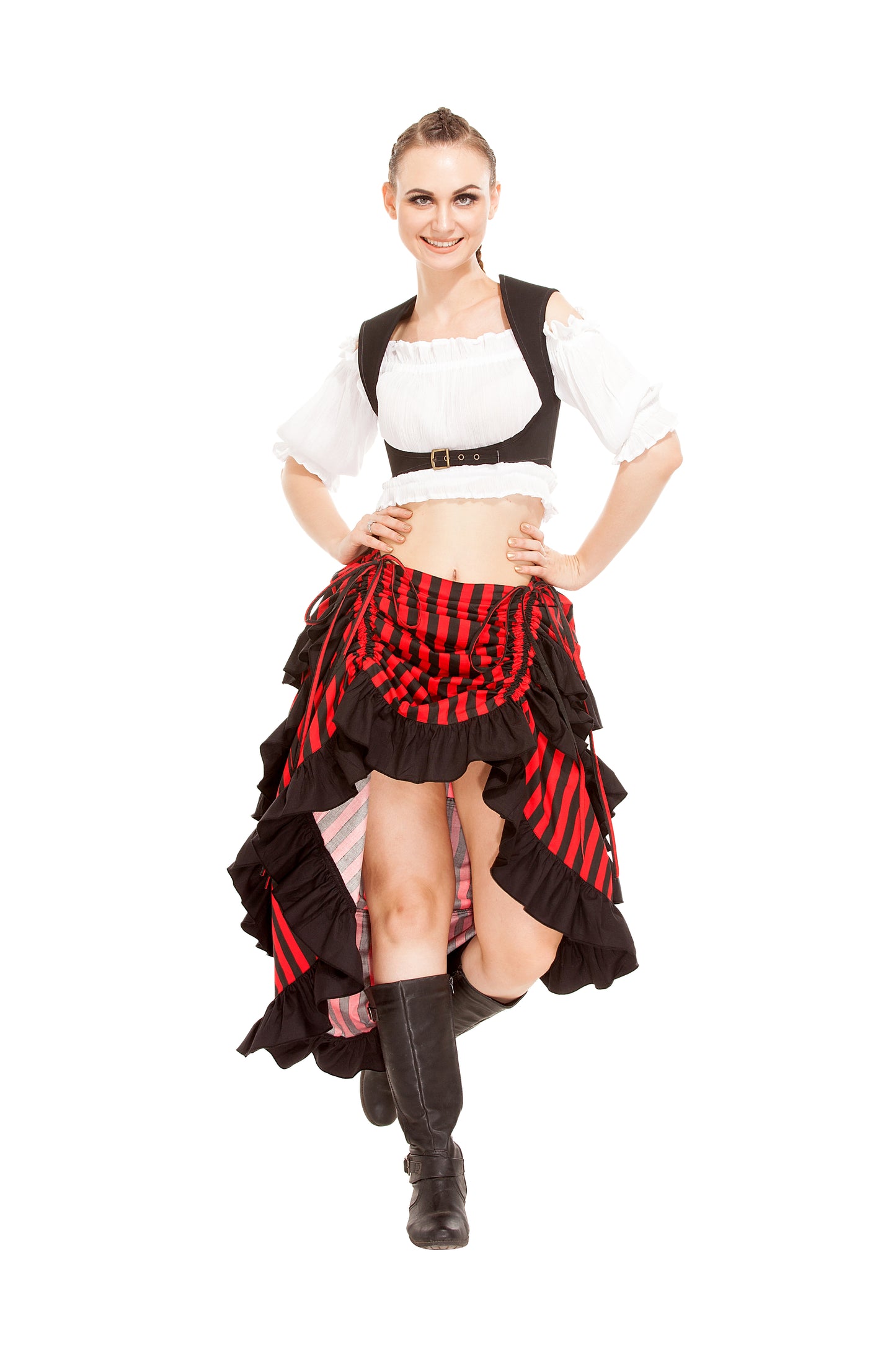 Minerva High-Low Show Girl Striped Skirt