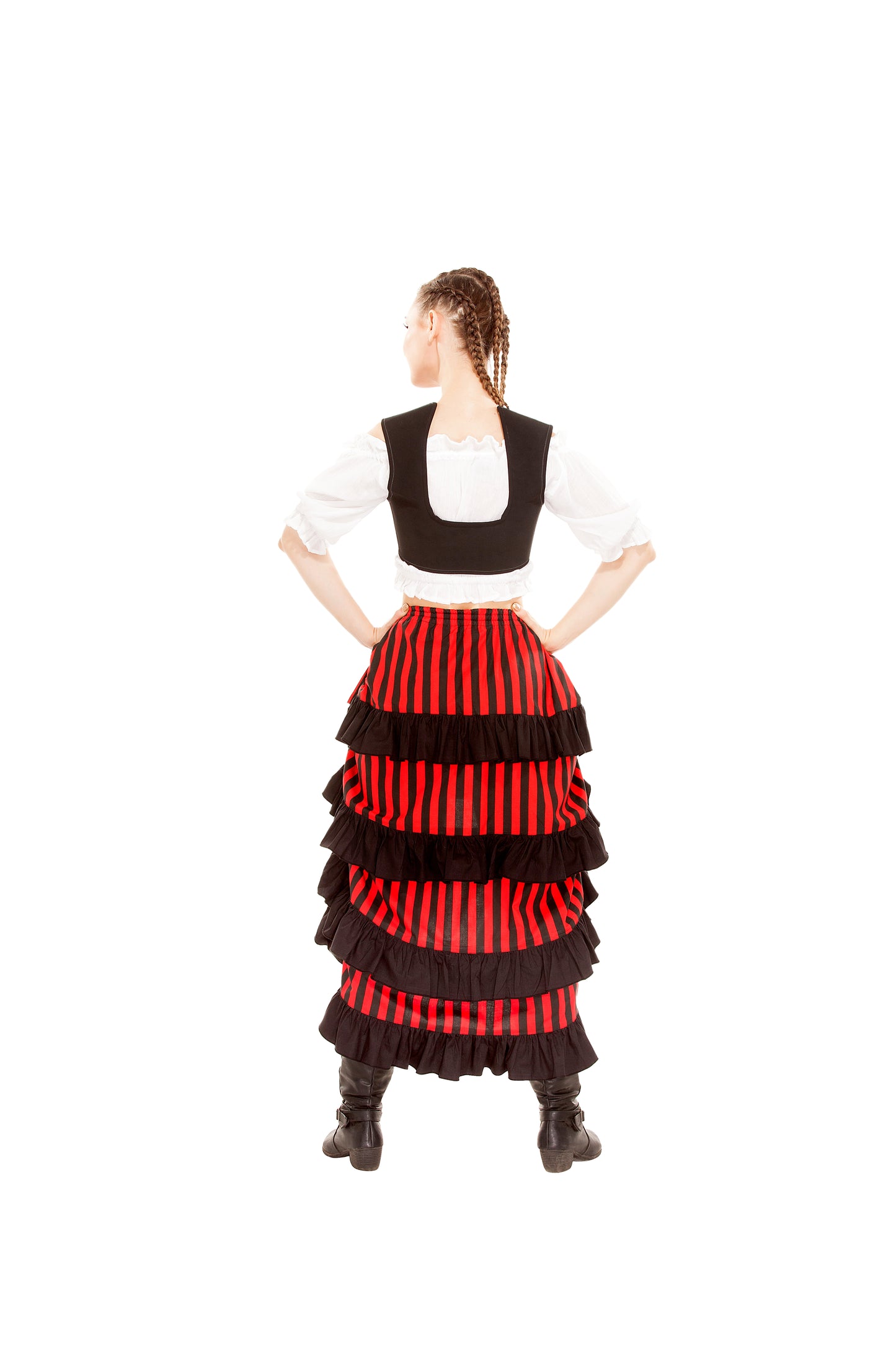 Minerva High-Low Show Girl Striped Skirt