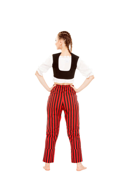 Abigail Self-Tie Frill-Waist Striped Pants