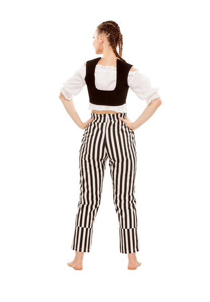 Abigail Self-Tie Frill-Waist Striped Pants