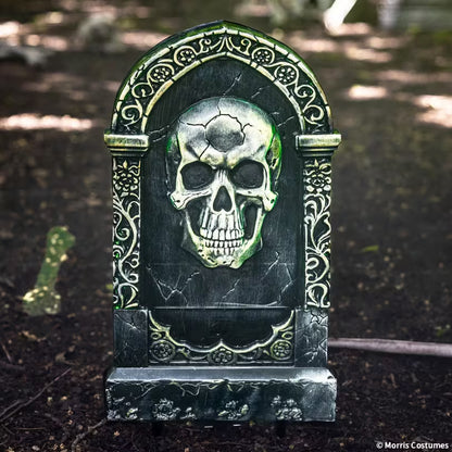 21 INCH TOMBSTONE W GLOWING SKULL