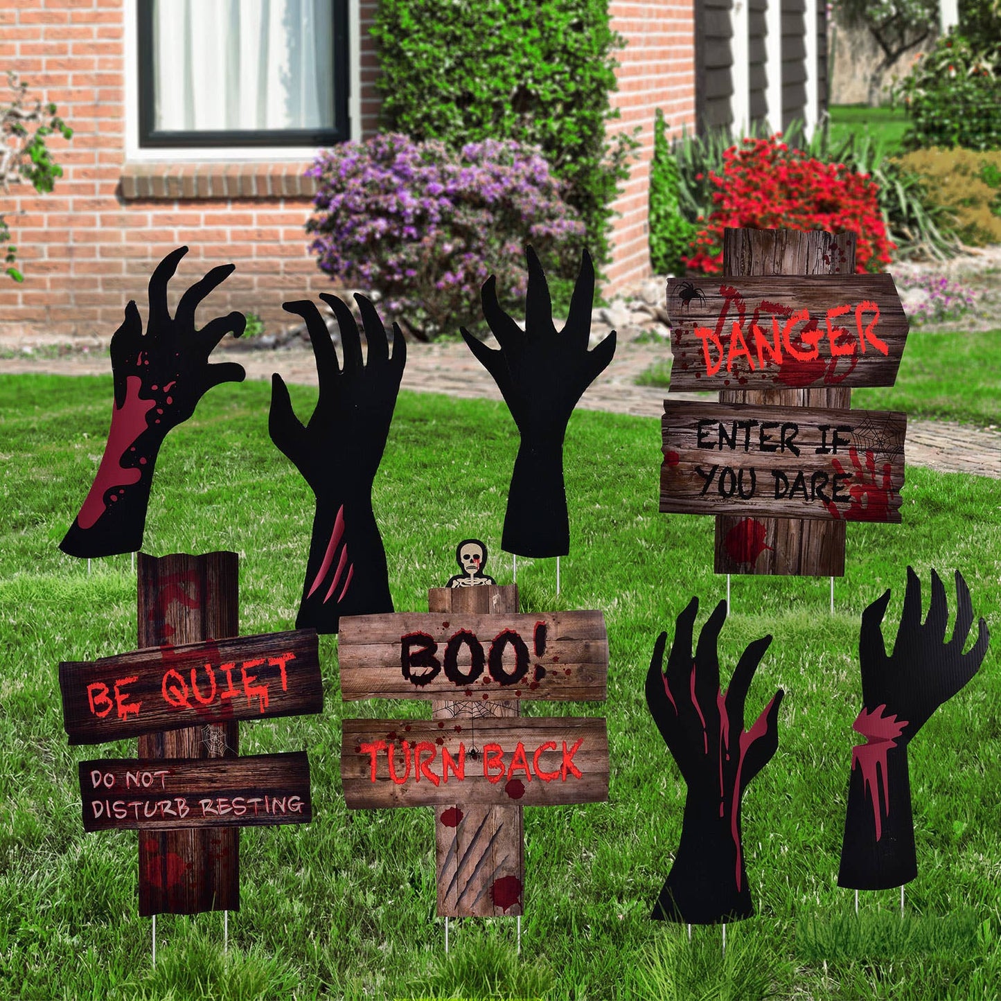 Fun Little Toys - 8pcs Halloween Yard Signs Bloody Hand - Dr. Hyde's Laboratory
