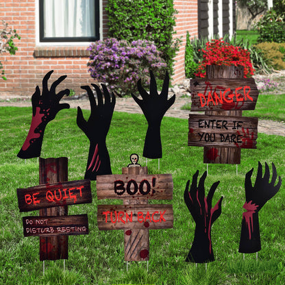 Fun Little Toys - 8pcs Halloween Yard Signs Bloody Hand - Dr. Hyde's Laboratory