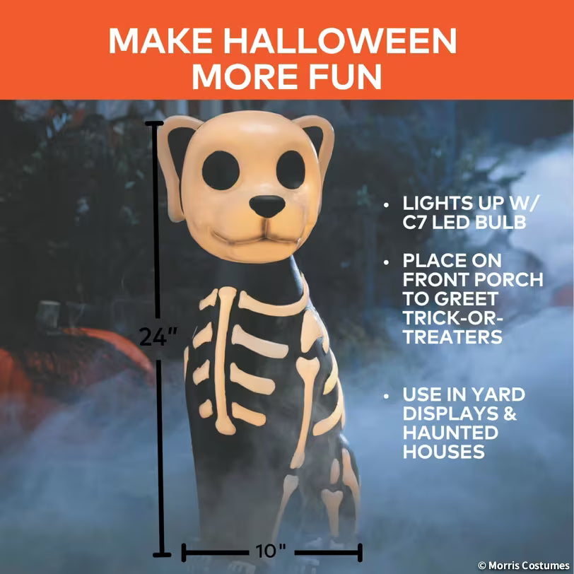 24IN BLOW MLD SKELETON DOG W C7 LED LGHT