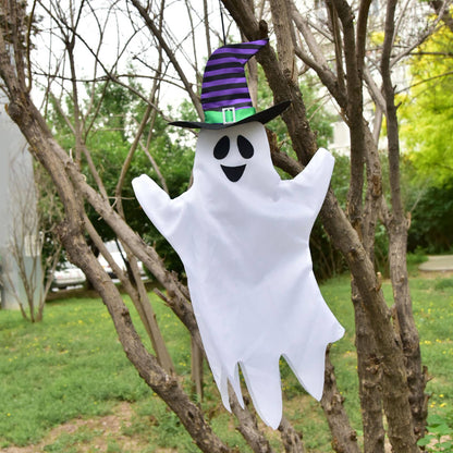 Fun Little Toys - 3 PCs Halloween Hanging Ghost with Witch Hat Outdoor Decor