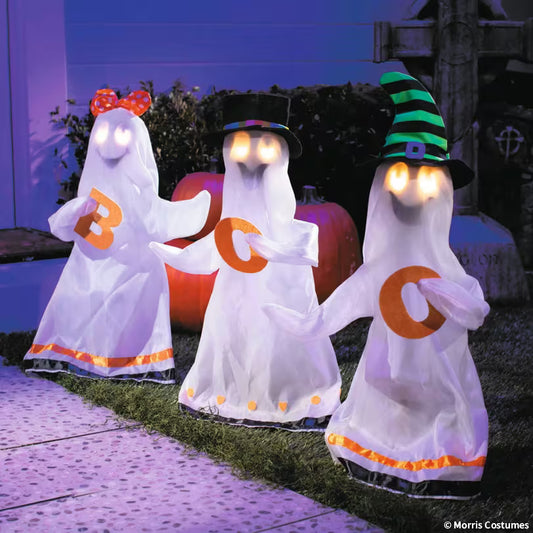 27 1/2" Light-Up Ghosts Halloween Decoration - Set of 3