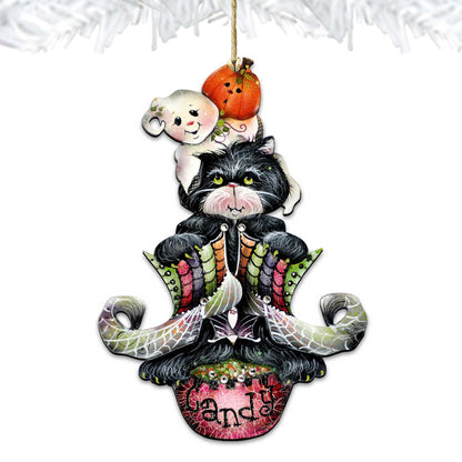 Spoooooky Boos! Wooden Ornaments by Jamie Mills-Price - Thanksgiving Halloween Decor - 8457409