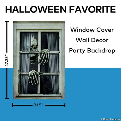 31 1/2" x 47 1/4" Halloween Skull & Hands Scary Window Frame