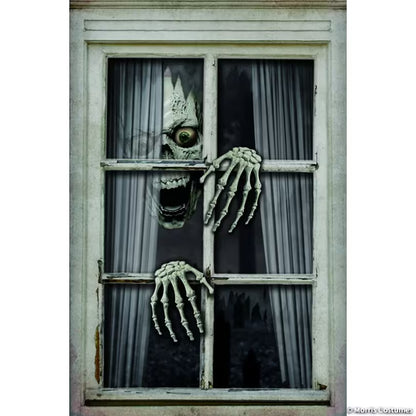 31 1/2" x 47 1/4" Halloween Skull & Hands Scary Window Frame