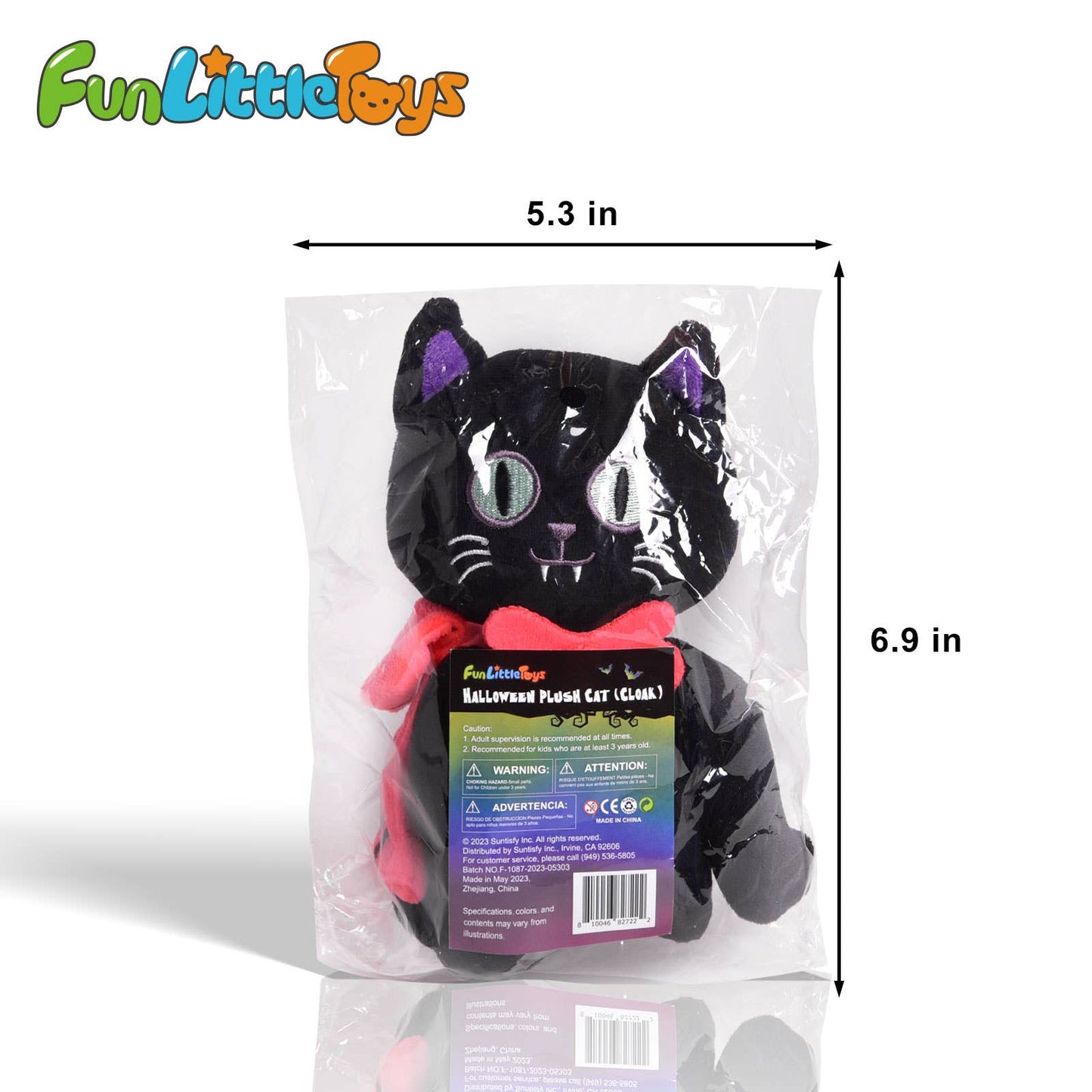 Fun Little Toys - Halloween Cat Plush Cloak - 8 Inches