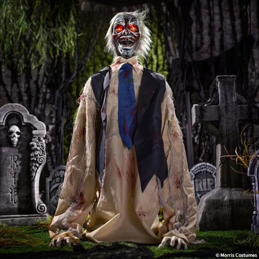33" Animated Light-Up Raising Ground Breaker Zombie with Sound Halloween Decoration