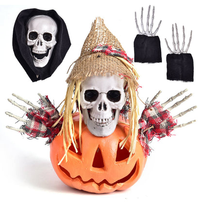 Fun Little Toys - 6 Pcs Halloween Skeleton Stakes Pumpkin Outdoor Decorations