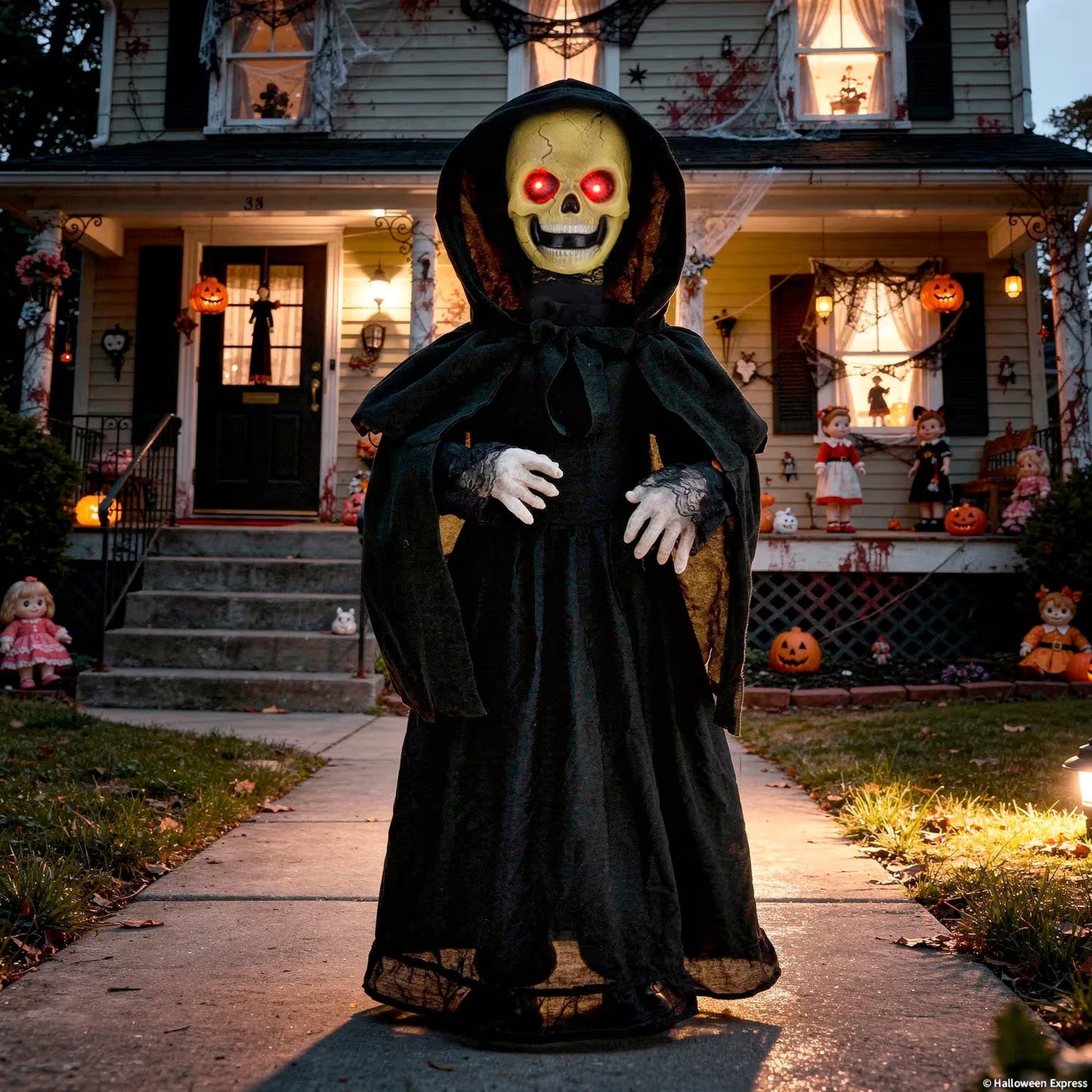 37" Animated Light-Up LED Standing Doll with Moving Head Halloween Decoration