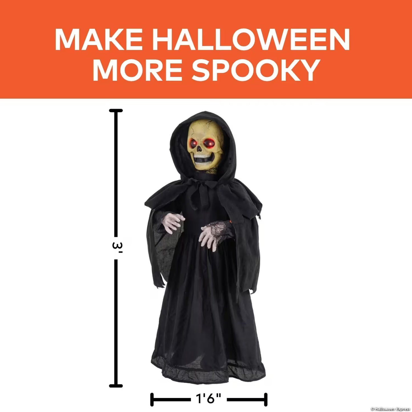 37" Animated Light-Up LED Standing Doll with Moving Head Halloween Decoration