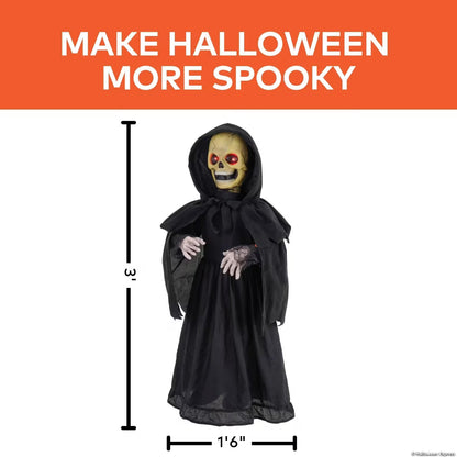 37" Animated Light-Up LED Standing Doll with Moving Head Halloween Decoration
