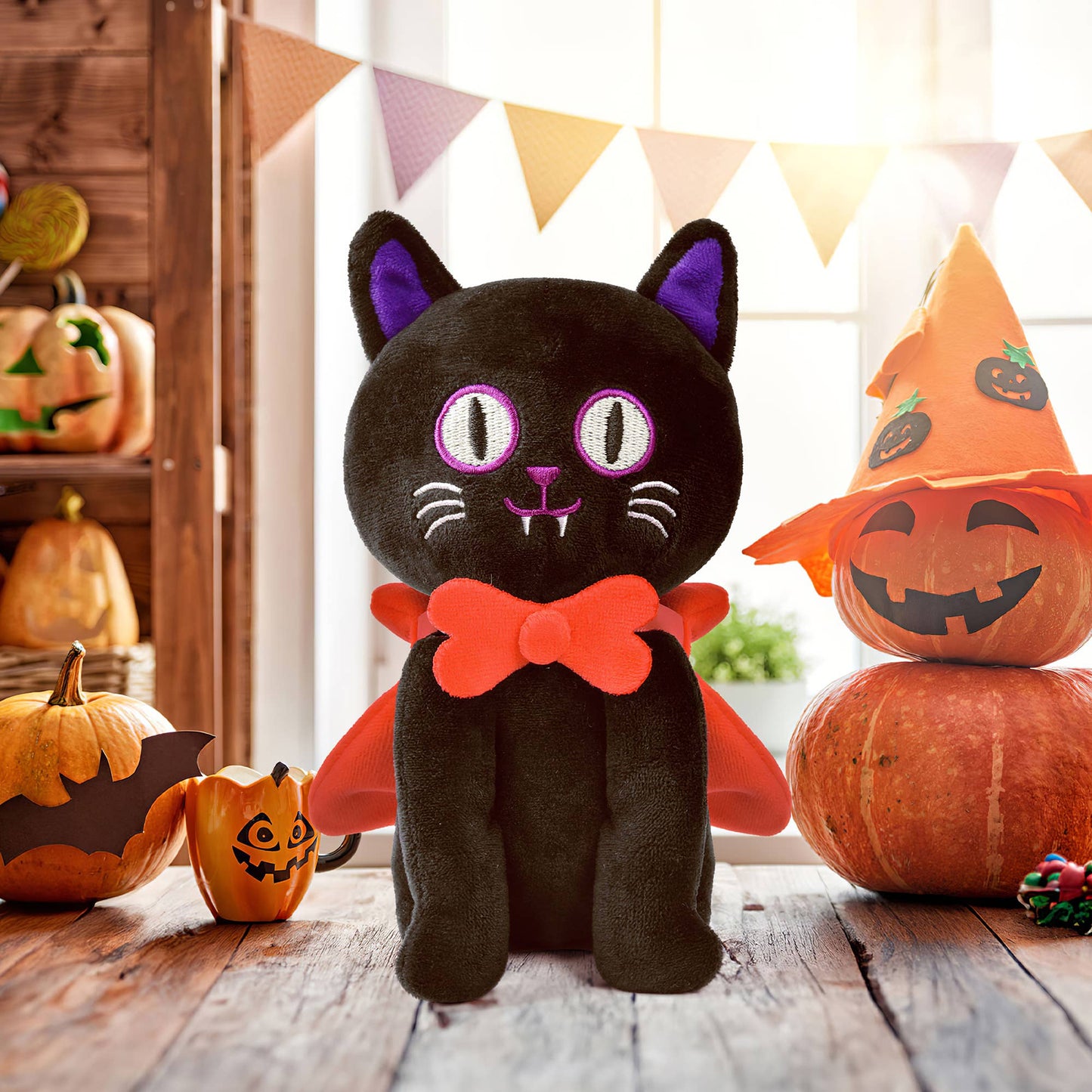 Fun Little Toys - Halloween Cat Plush Cloak - 8 Inches