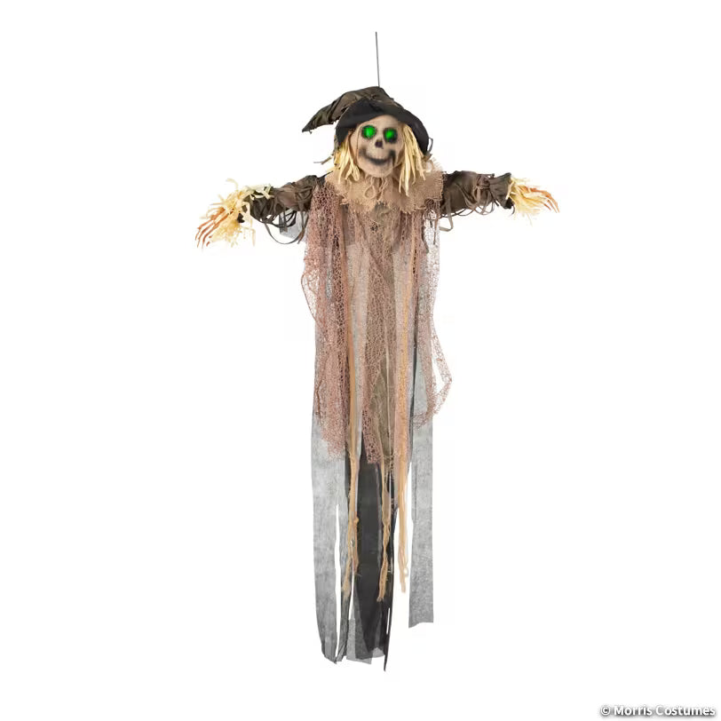 43 1/4" x 70 3/4" Light-Up Hanging Skeleton Scarecrow