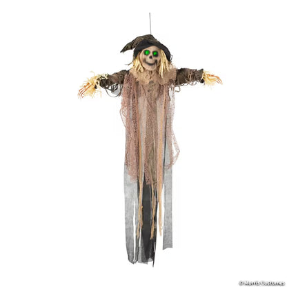 43 1/4" x 70 3/4" Light-Up Hanging Skeleton Scarecrow