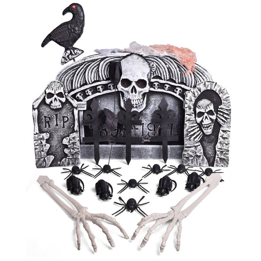 Fun Little Toys - 26 Pcs Halloween Graveyard Tombstone Decorations Set - Dr. Hyde's Laboratory