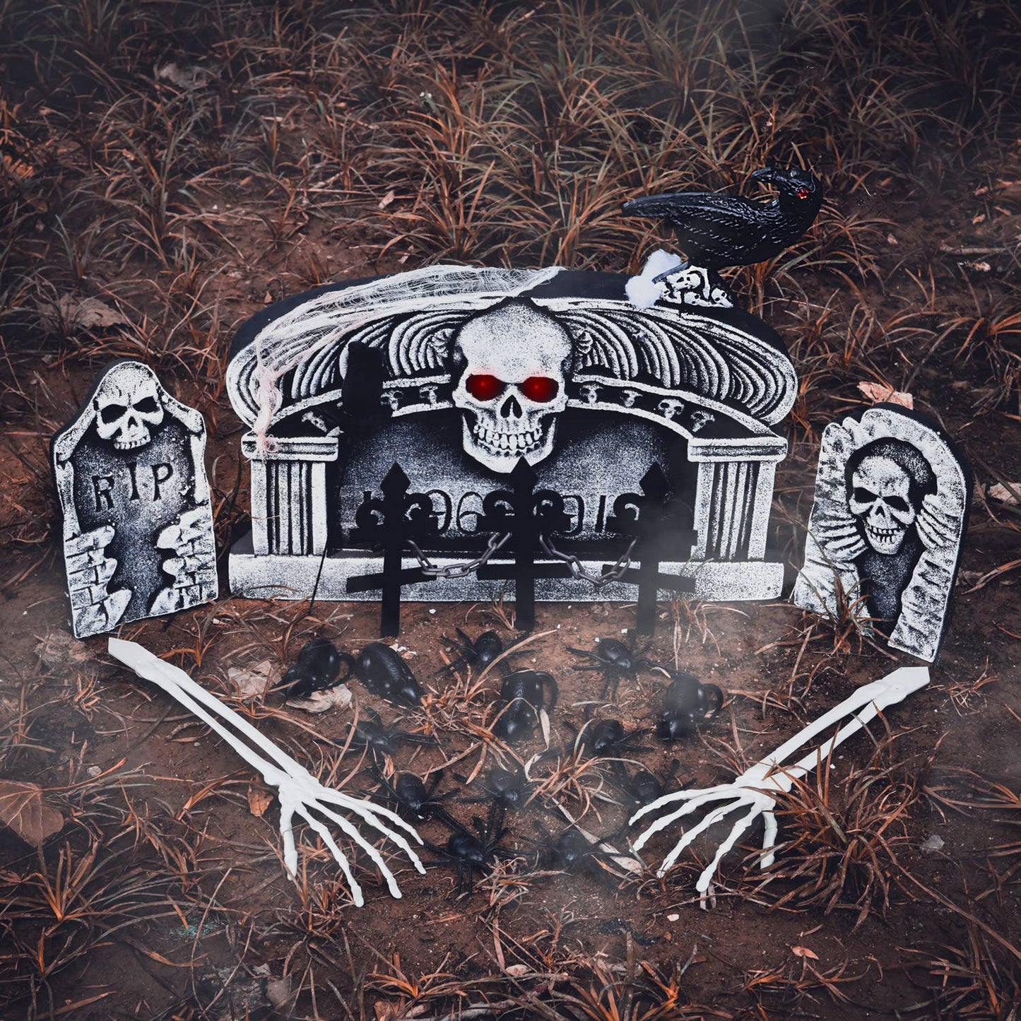 Fun Little Toys - 26 Pcs Halloween Graveyard Tombstone Decorations Set - Dr. Hyde's Laboratory