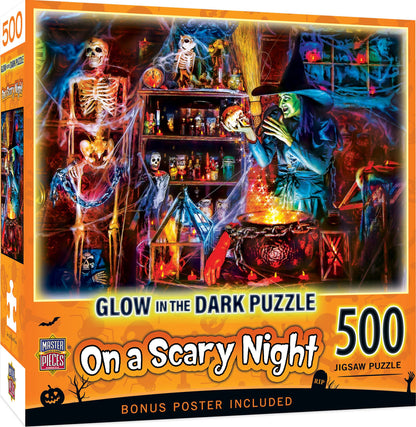 Masterpieces Puzzles - Glow in the Dark - On a Scary Night in October 500 pc Puzzle