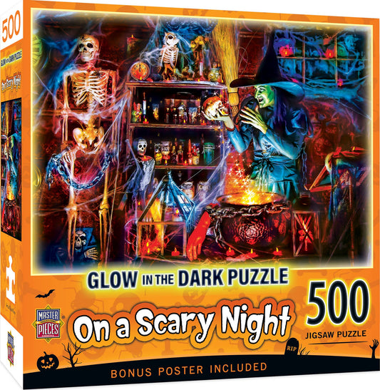 Masterpieces Puzzles - Glow in the Dark - On a Scary Night in October 500 pc Puzzle