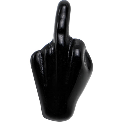 14G 5/8 Black Acrylic Flip the Middle Finger Barbell Tongue Ring