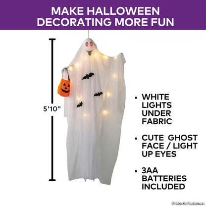 6 FT.  HANGING GHOST WITH PUMPKIN BAG