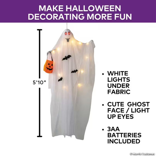 6 FT.  HANGING GHOST WITH PUMPKIN BAG