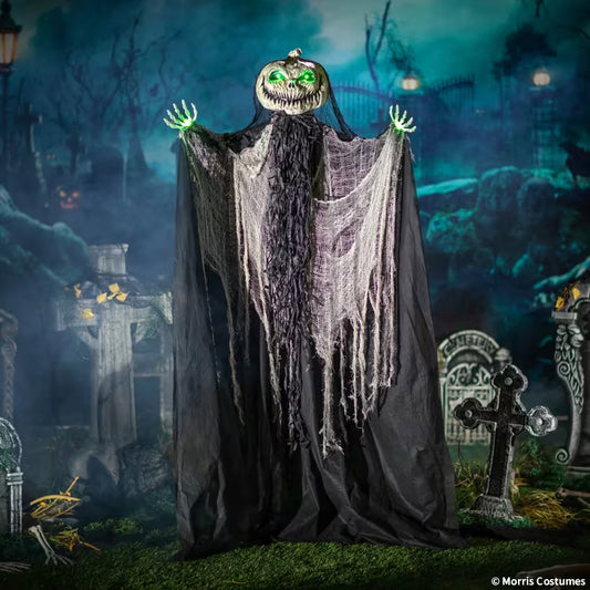 5 Ft. 6” Green Light-Up Standing Pumpkin Man