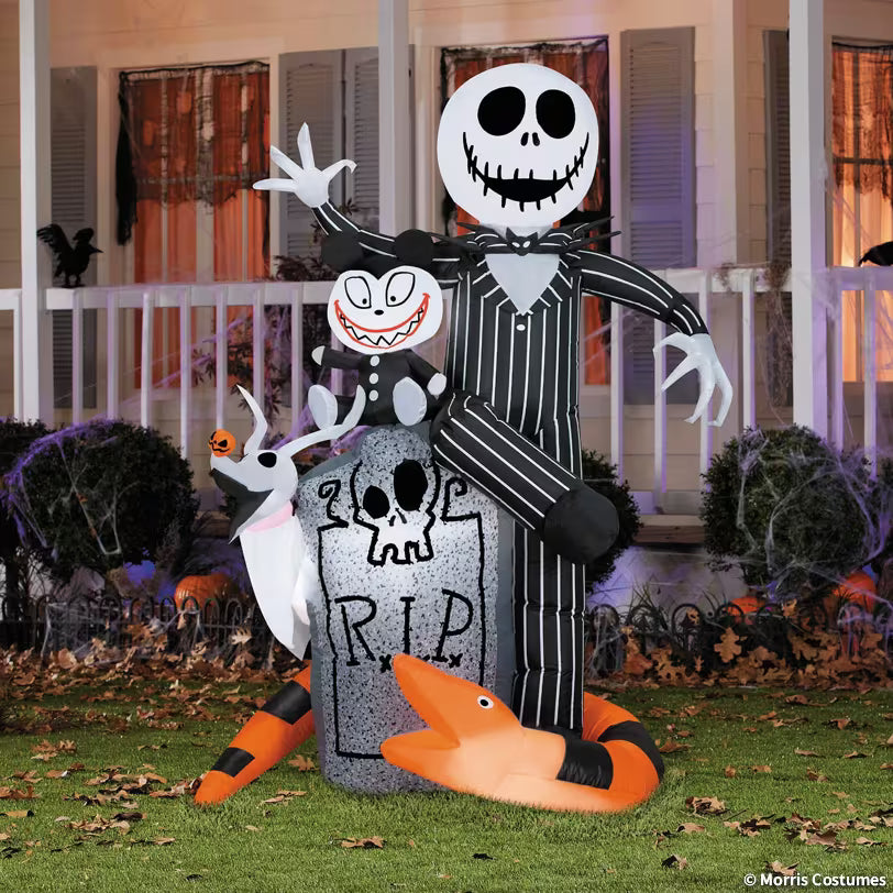 5 Ft. 6" Airblown® Inflatable Light-Up The Nightmare Before Christmas™ Jack with Scary Teddy & Snake