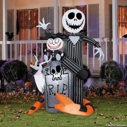 5 Ft. 6" Airblown® Inflatable Light-Up The Nightmare Before Christmas™ Jack with Scary Teddy & Snake