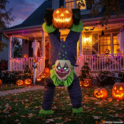5 Ft. Animated Light-Up Upside-Down Clown with Jack-O'-Lantern