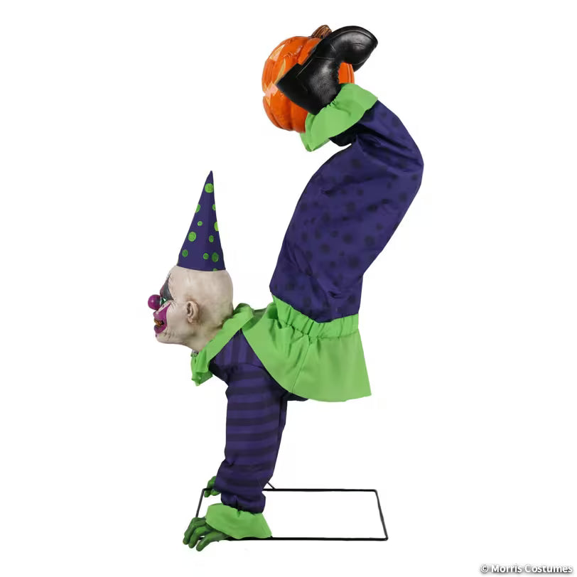 5 Ft. Animated Light-Up Upside-Down Clown with Jack-O'-Lantern