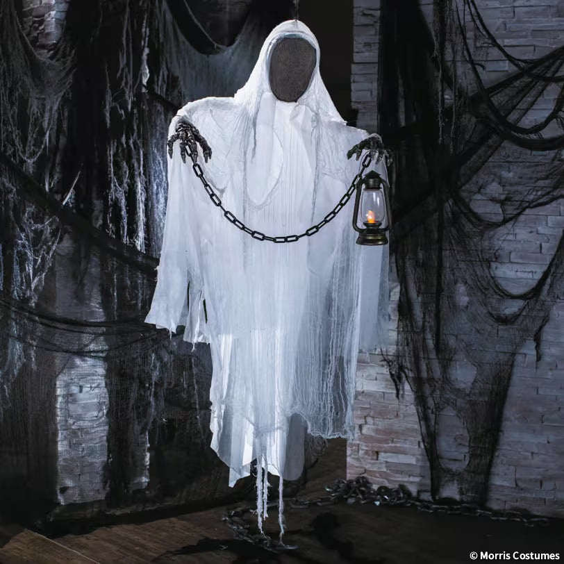 5 Ft. Hanging Faceless Ghost with Lantern & Chain Halloween Decoration