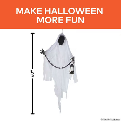 5 Ft. Hanging Faceless Ghost with Lantern & Chain Halloween Decoration