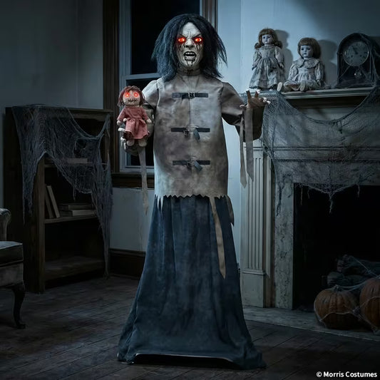 5 Ft. Maniac Mary in a Straitjacket with Doll Halloween Decoration