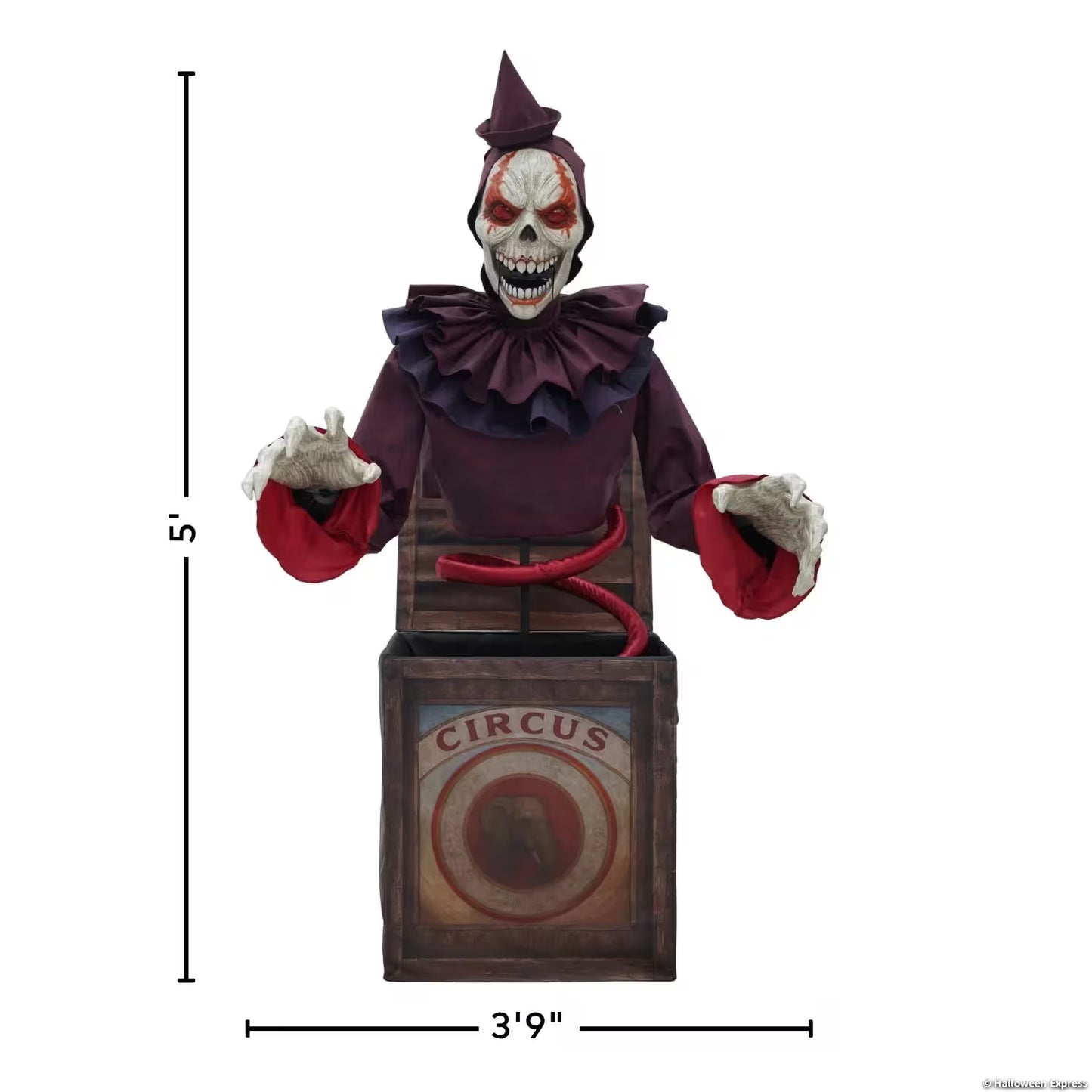 5 Ft. Skeleton Clown Mechanical Jack-in-the-Box Halloween Decoration
