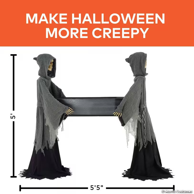 5 Ft. Two Skeleton Reapers Carrying a Coffin