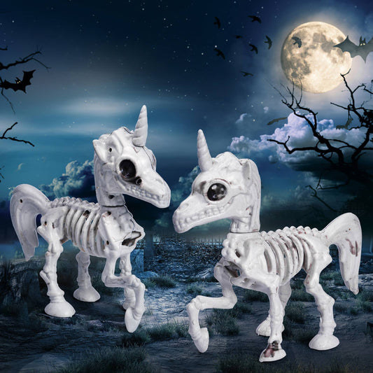 Fun Little Toys - 2 PCs Unicorn Skeleton Figurine Model with Plastic Bones