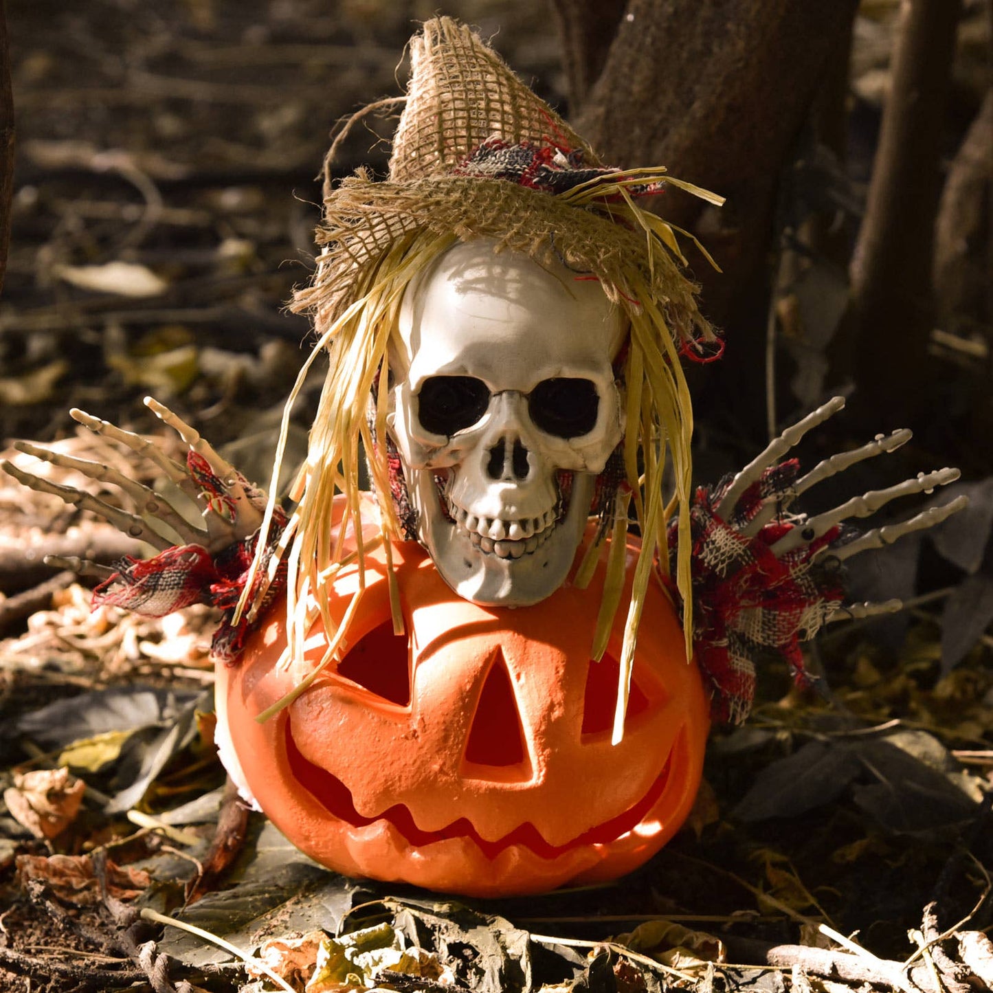 Fun Little Toys - 6 Pcs Halloween Skeleton Stakes Pumpkin Outdoor Decorations
