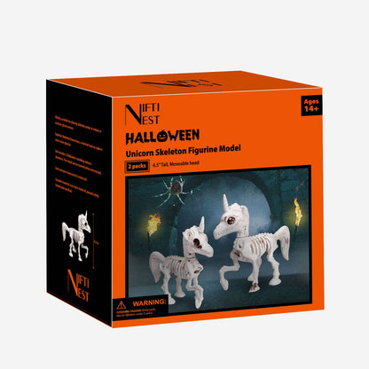 Fun Little Toys - 2 PCs Unicorn Skeleton Figurine Model with Plastic Bones