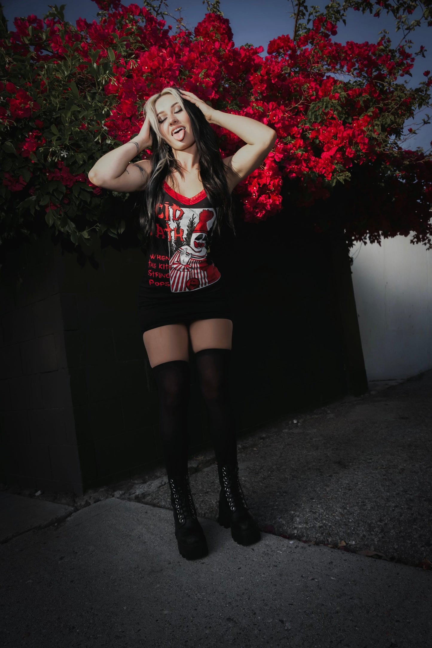 ACID BATH Red Lace Strap Dress