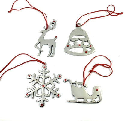 Vibhsa Handmade Christmas Ornaments Set of 4 with Red Ruby