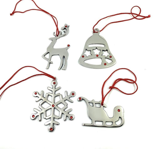 Vibhsa Handmade Christmas Ornaments Set of 4 with Red Ruby