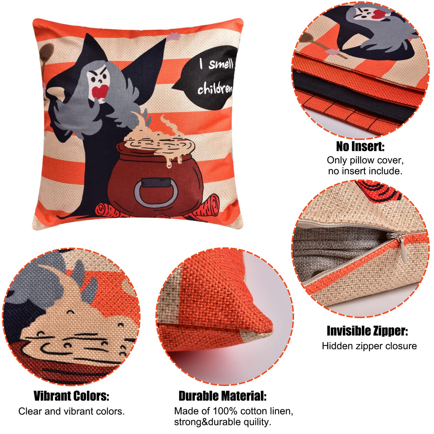 Fun Little Toys - 4 PCS Halloween Pillow Cover Sets 18x18 inch