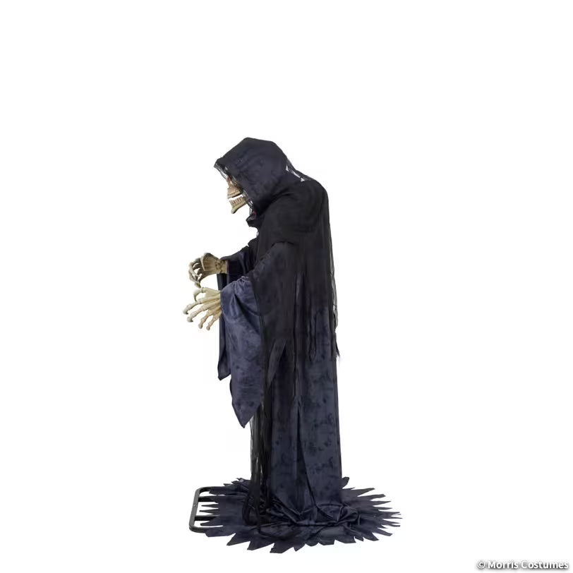 6 Ft. 9" Animated Light-Up Rising Skeleton Reaper in Hooded Cloak