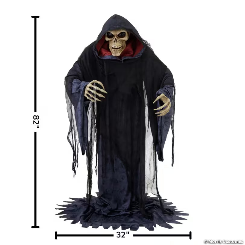 6 Ft. 9" Animated Light-Up Rising Skeleton Reaper in Hooded Cloak