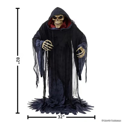6 Ft. 9" Animated Light-Up Rising Skeleton Reaper in Hooded Cloak